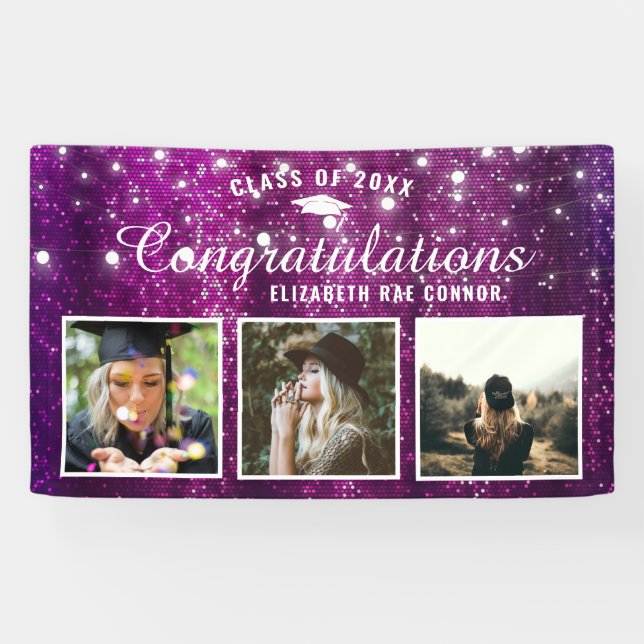 Purple Sparkle Graduation Photo Banner (Horizontal)