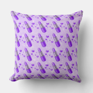 Purple Sparkle Lipstick Lover Throw Pillow