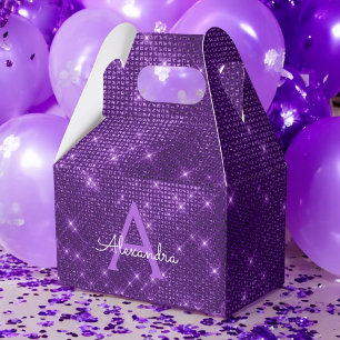 Purple Sparkle Monogram - Birthday Party Favour Box