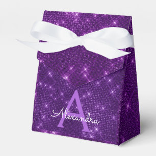 Purple Sparkle Monogram - Birthday Party Favour Favour Box