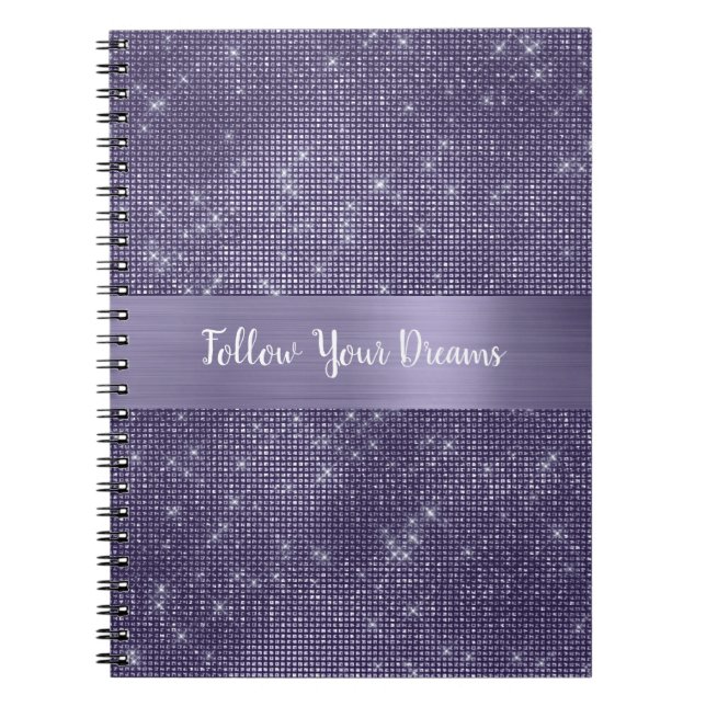 Purple Sparkle Personalised Quote   Notebook (Front)