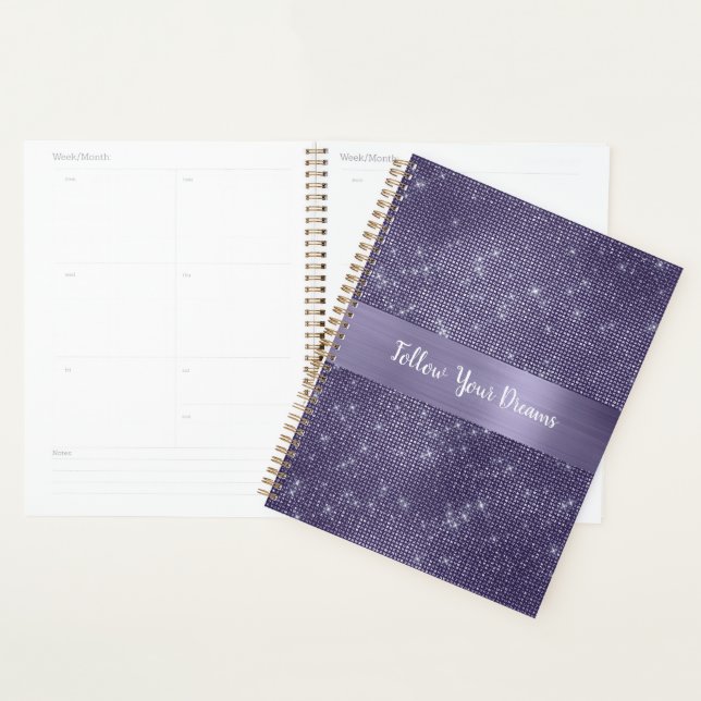 Purple Sparkle Personalised Quote   Planner (Display)