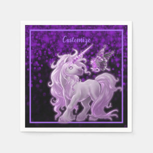 Purple Sparkle Pink Unicorn Napkin