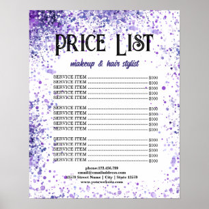 Purple Sparkle Price List for Beauty Professionals Poster