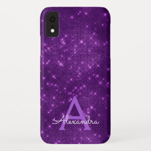 Purple Sparkle Shimmer Monogram & Initial iPhone XR Case