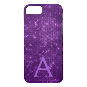 Purple Sparkle Shimmer Monogram & Initial iPhone 8/7 Case