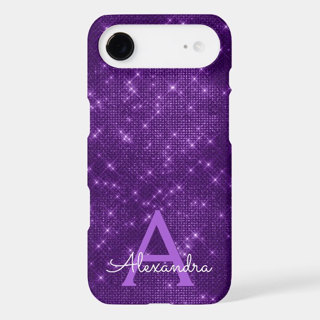 Purple Sparkle Shimmer Monogram & Initial Case-Mate Samsung Galaxy Case (Back)