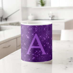 Purple Sparkle Shimmer Monogram Name & Initial Coffee Mug