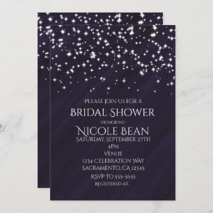 Purple & Sparkle Stars Elegant Glamour Invitations
