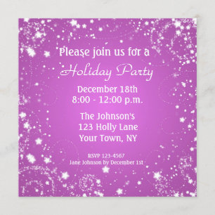 Purple Sparkle Stars Party Invitation
