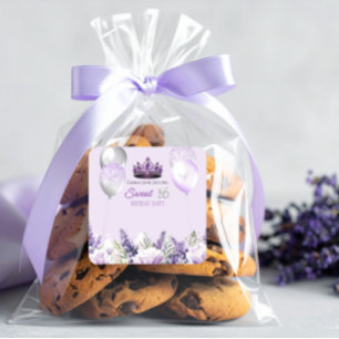 Purple Sparkle Sweet 16 Birthday Party  Square Sticker