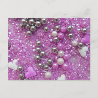 Purple Sparkles and Love Hearts Postcard