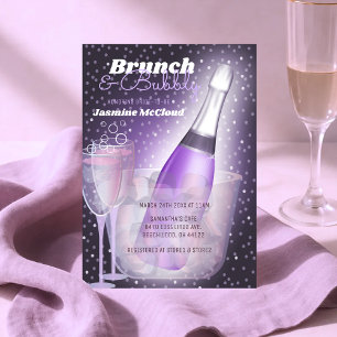 Purple Sparkles Brunch and Bubbly Bridal Shower Invitation