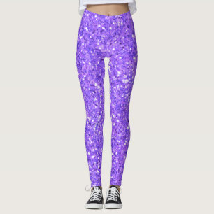 Purple sparkling glitter pattern leggings