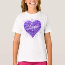 Purple sparkling heart, love glitter valentine