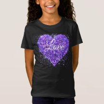 Purple sparkling sequins, love graffiti valentine