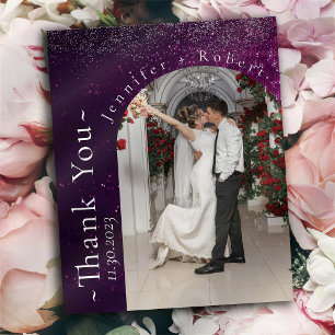 Purple Sparkly Budget Wedding Thank you cards