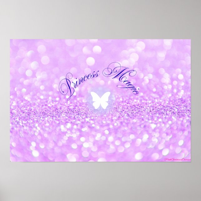 Purple Sparkly Glitter Butterfly Princess Poster (Front)