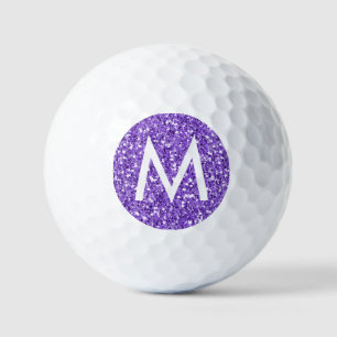 Purple Sparkly Look Modern Personalised Initial  Golf Balls