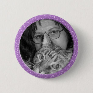 purple speckles frame 6 cm round badge