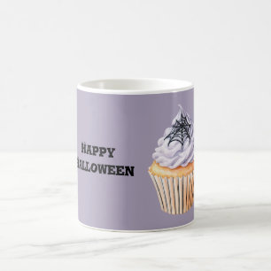Purple Spider Web Cupcake Halloween Coffee Mug