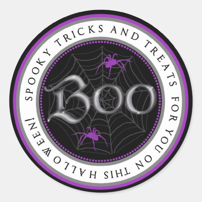 Purple Spider Web Halloween Favour Stickers (Front)