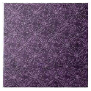 Purple Spider Webs Halloween Grunge Ceramic Tile