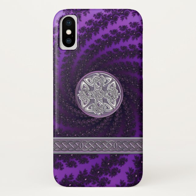 Purple Spiral Fractal Celtic Knot iPhone X Case (Back)