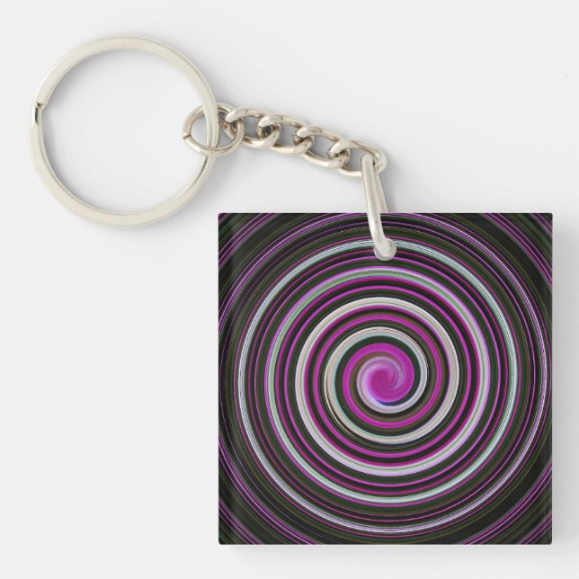 Purple spiral pattern key ring (Front)