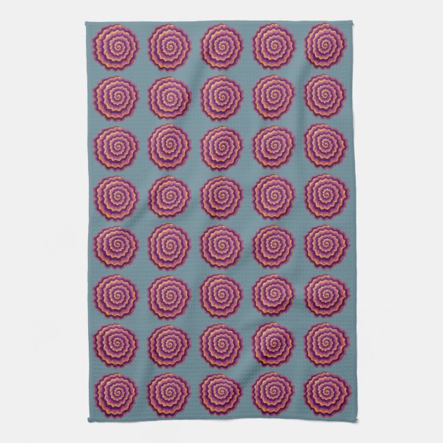 Purple Spirals  Tea Towel (Vertical)