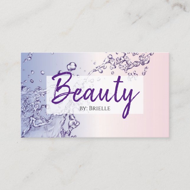 Purple Splash Beauty and Hair Salon Makeup Artist Business Card (Front)