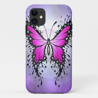 Purple Splatter Butterfly iPhone 11 Case