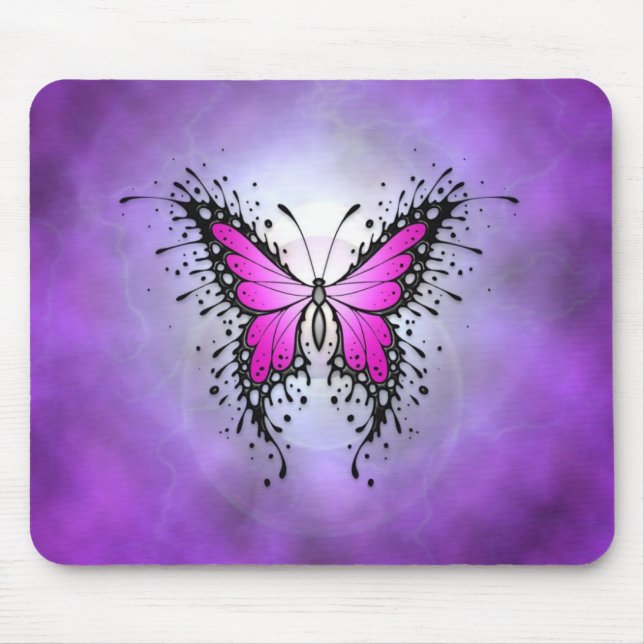 Purple Splatter Butterfly Mouse Pad (Front)