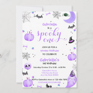 Purple Spooky One 1st Birthday Ghost  Invitation