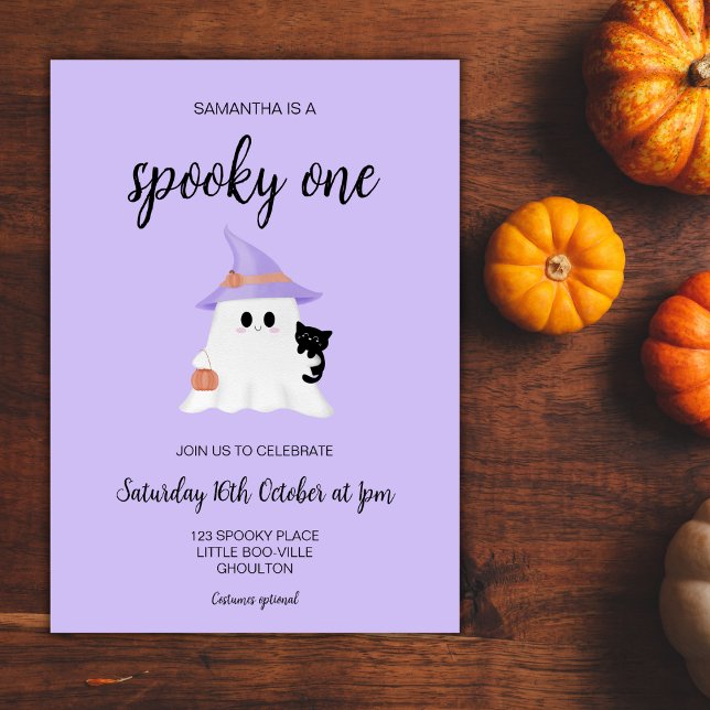 Purple Spooky One 1st Birthday Party Invitation (Creator Uploaded)