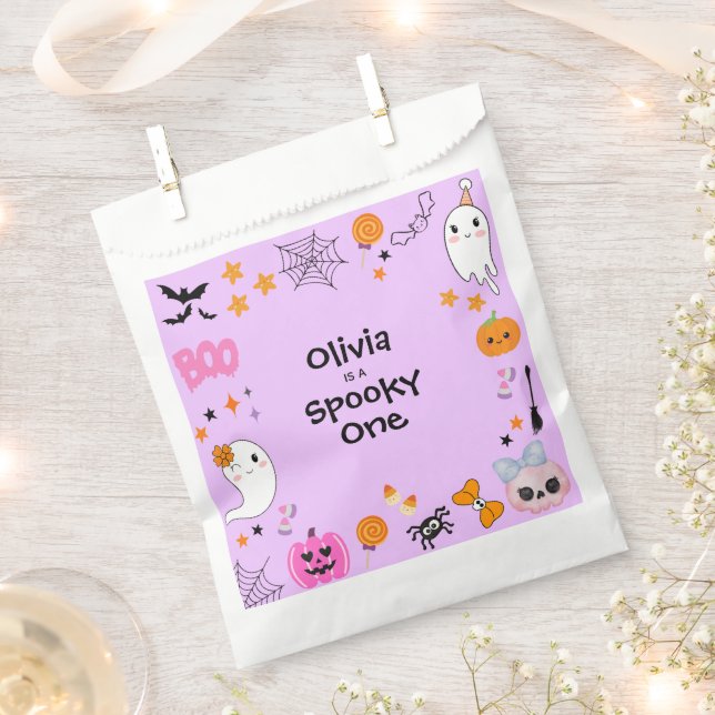 Purple Spooky One Cute Halloween 1st Birthday Favour Bag (Clipped)
