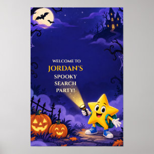 Purple Spooky Search Party Kids Halloween Birthday Poster