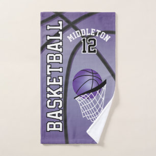 Purple Sport 🏀 Basketball DIY Text Hand Towel