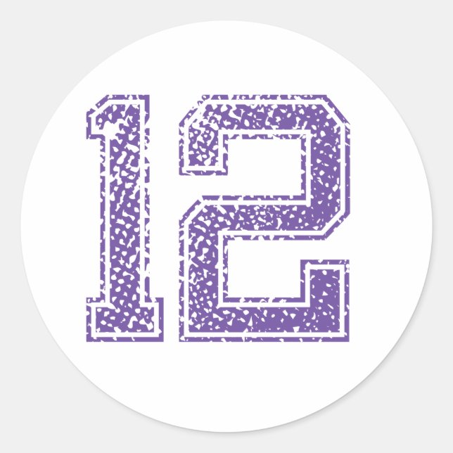Purple Sports Jerzee Number 12.png Classic Round Sticker (Front)
