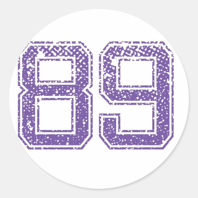 Purple Sports Jerzee Number 89.png Classic Round Sticker (Front)