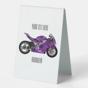 Purple sports motorcycle cartoon