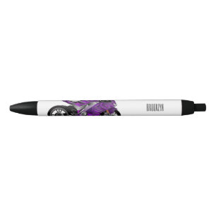 Purple sports motorcycle cartoon black ink pen