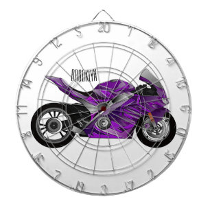 Purple sports motorcycle cartoon dartboard