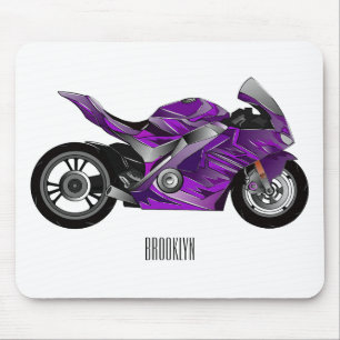 Purple sports motorcycle cartoon mouse pad
