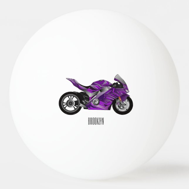 Purple sports motorcycle cartoon ping pong ball (Front)