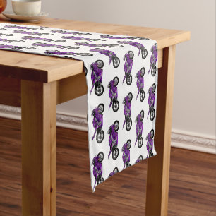 Purple sports motorcycle cartoon short table runner