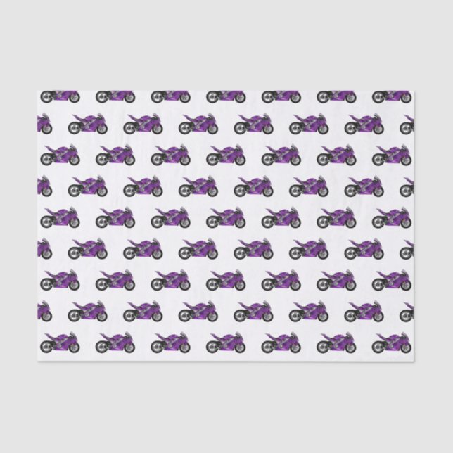 Purple sports motorcycle cartoon  tissue paper (Front)