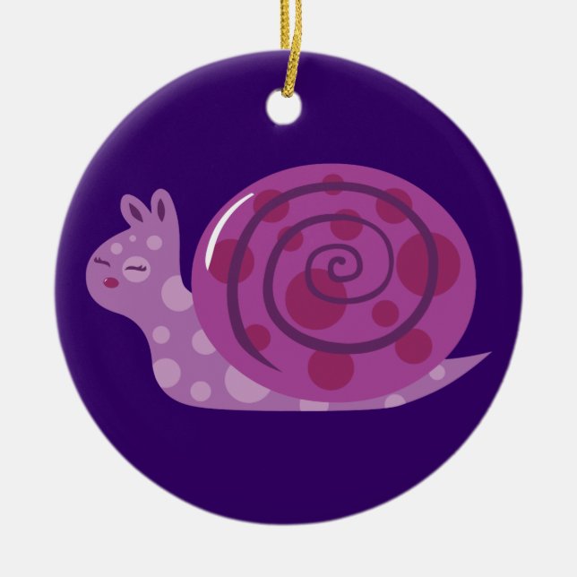 Purple Spotted Snail Ceramic Tree Decoration (Front)