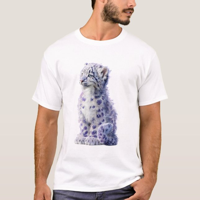 Purple Spotted Snow Leopard Cub Men T-Shirt (Front)