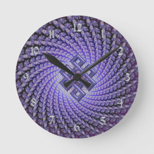 Purple Spral Fractal Celtic Diamond Round Clock
